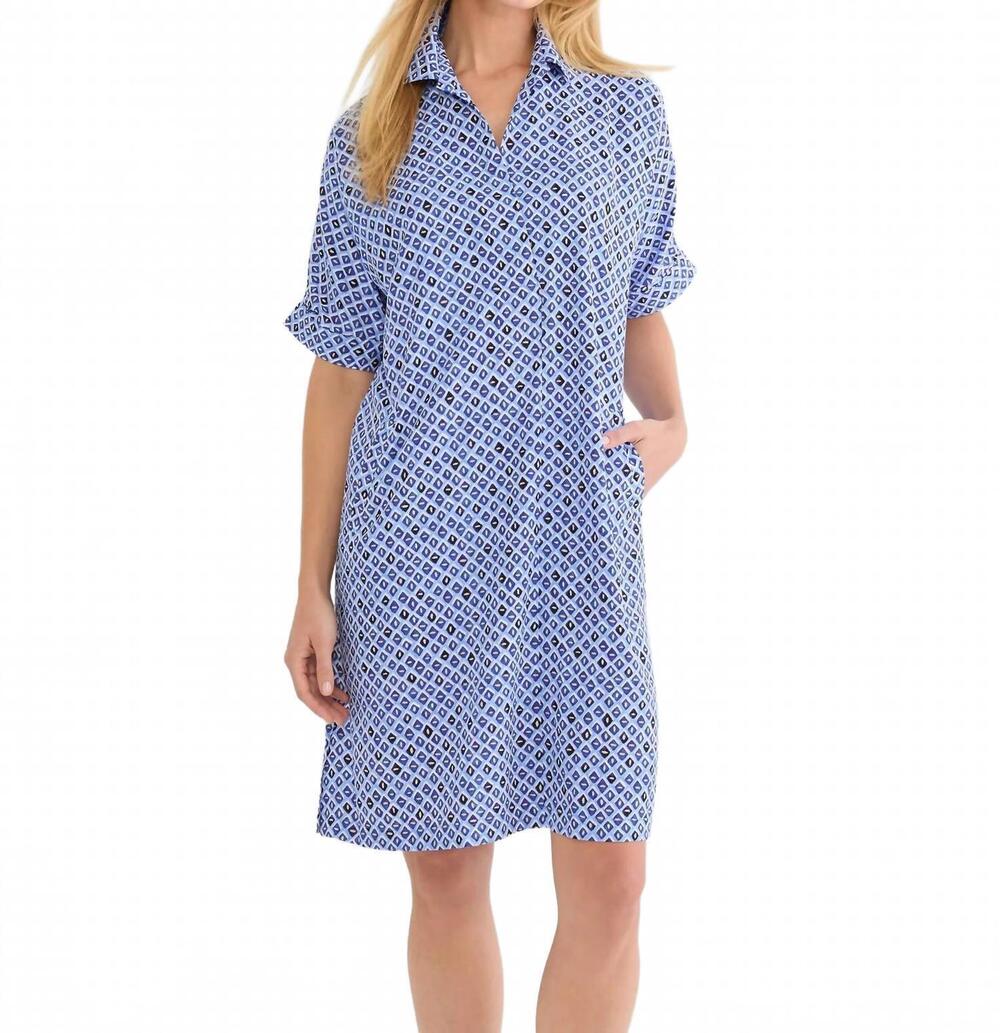 NEW NIC + ZOE mosaic devon dress in blue multi